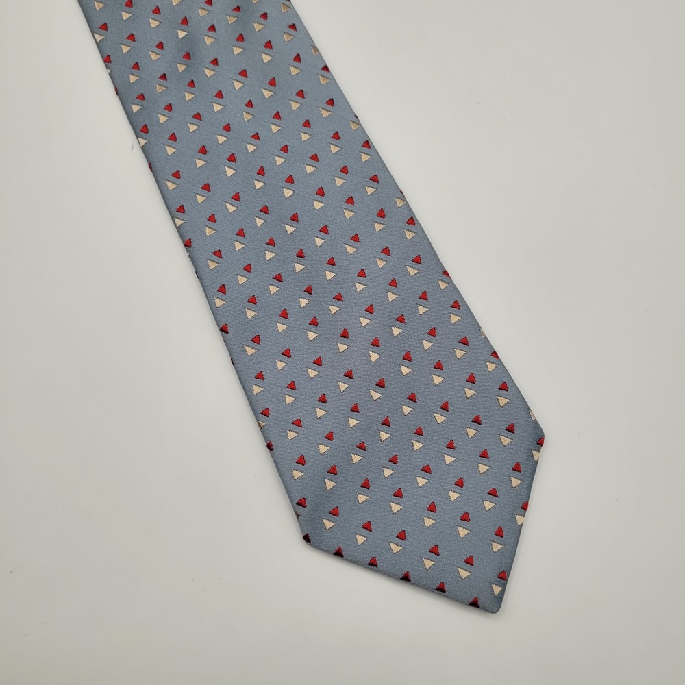 Charvet Necktie Mens One Size Blue Geometric Triangle Silk France